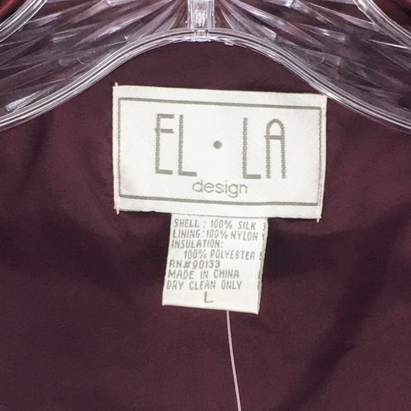 Womens Silk Quilted Jacket Vtg Burgundy Satin Lightweight Anorak EL - LA Sz L - Picture 14 of 16